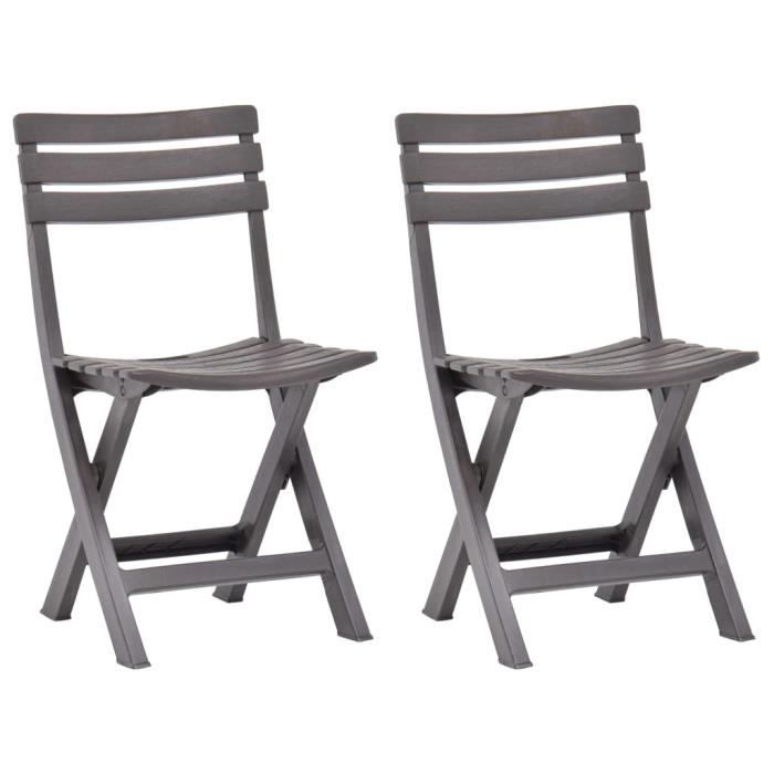 VidaXL Chaises pliables jardin Plastique Mocha - vue 2