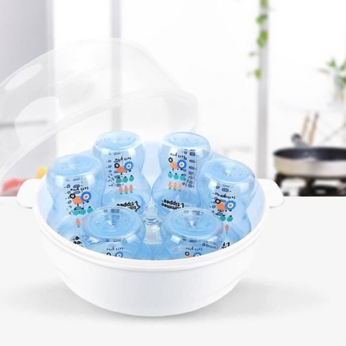 Stérilisateur à Vapeur Pour Biberons Micro-ondes - Stérilise En 4 Min Jusqu'à 6 Biberons, Tétines, Accessoires - Matériau PP Alimentaire, 22.5x22x17.5 Cm
