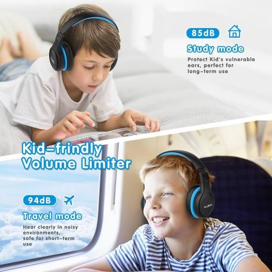 Casque Audio Enfant Avec Limiteur De Volume De 75Db-85Db-94Db Et Protection  De L'Ouïe, Casque Pour Enfants Avec Fil En Nylon[H294]