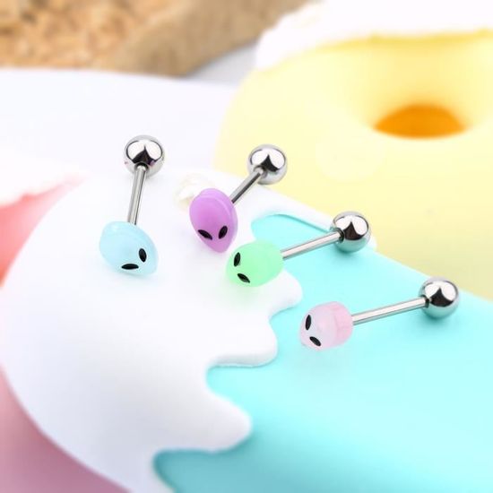 100PCS Piercing Langue Acier Chirurgical 316L - Barbell 14G Boule Acrylique Couleurs Aléatoires - Lot Piercings Langue Et Mamelon