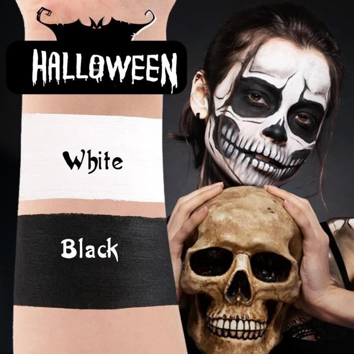 Kit Maquillage Halloween Professionnel - 3 Couleurs (Rouge, Noir, Blanc) + Pinceaux + Sang Synthétique, Pour Enfants Et Adultes
