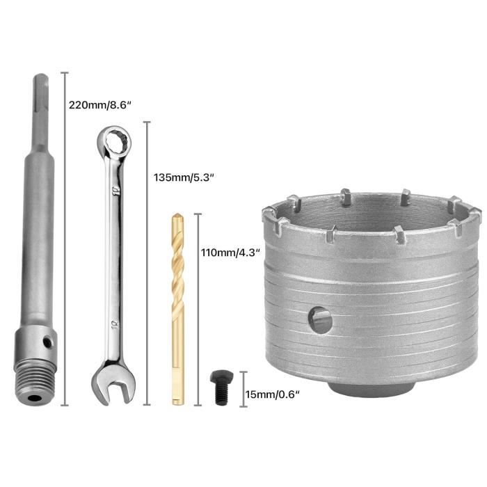 Set di punte per trapano SDS Plus, 32 mm, filettatura M22, SDS Plus, adattatore 120 mm e punta di centraggio, 8x110 mm, per sega a tazza per muratura, pietra artificiale, marmo (32 mm Set di punte per trapano SDS Plus, 32 mm, filettatura M22, SDS Plus, adattatore 120 mm e punta di centraggio, 8x110 mm, per sega a tazza per muratura, pietra artificiale, marmo (32 mm