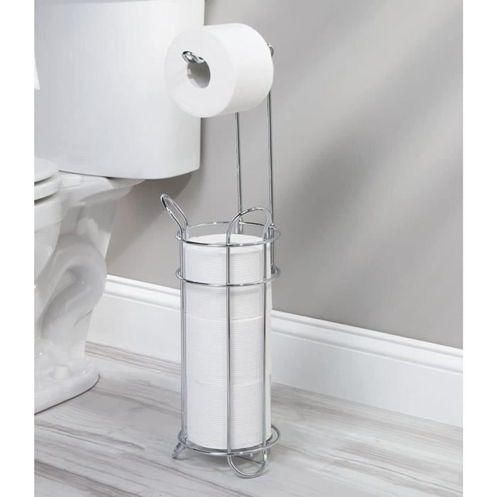 mDesign porte-papier toilette sur pied en métal inoxydable