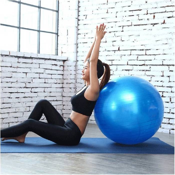 BalanceFrom Ballon d'exercice anti-éclatement et antidérapant pour yoga, fitness, accouchement avec pompe rapide, capacité de 907 kg (58–65 cm, L, rouge