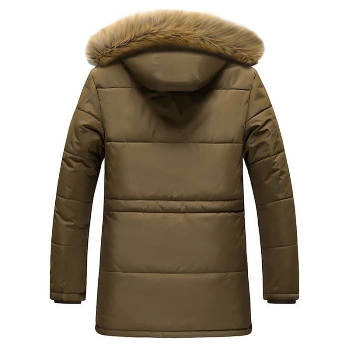 Manteau Hiver Homme Capuche Fausse Fourrure Doubl e Polaire Veste