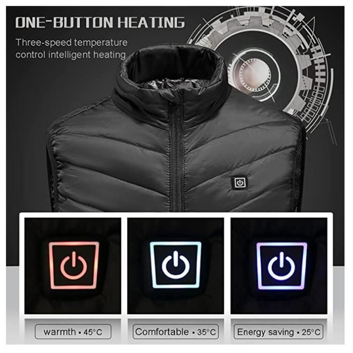 Gilet Chauffant Moto Grande Taille Vetement Chauffant Homme Hiver Veste Chauffante Femme Sans Manche Lavable Reglable 9 Zone Noir Cdiscount Pret a Porter