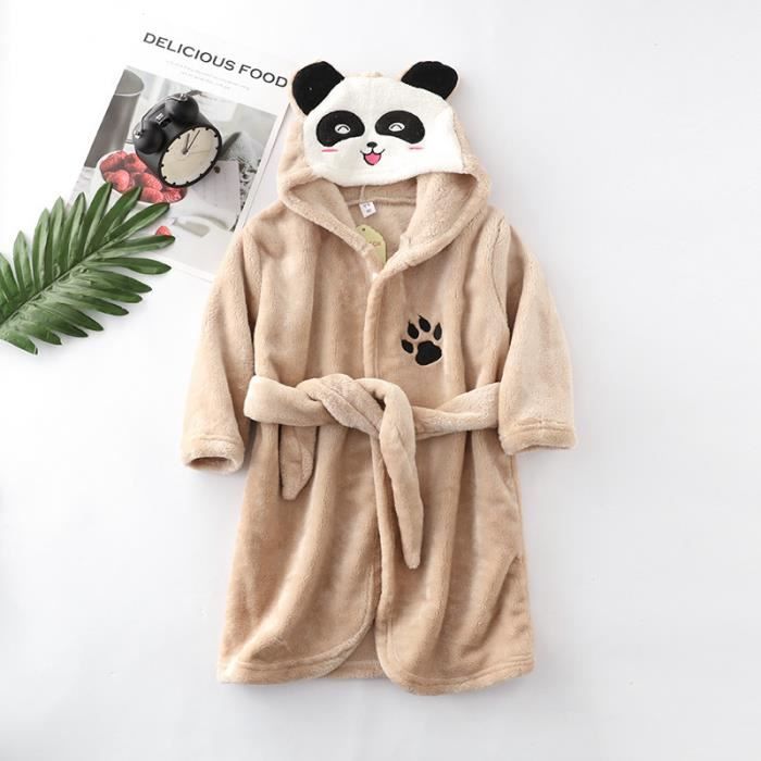 Enfant Robe de Chambre Capuche Animal Panda en Flanelle Peignoir