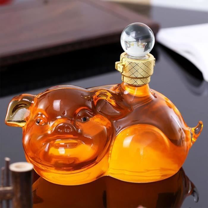 Carafe à Décanter à Whisky En Forme De Cochon En Cristal Soufflé à La