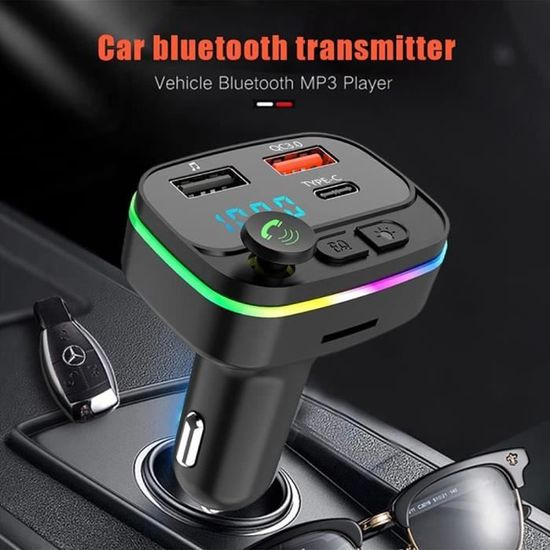 Transmetteur FM Bluetooth 5.0 QUMOX C22 Pour Voiture - Charge Rapide PD 20W, Molette De Contrôle, Affichage Tension - 2