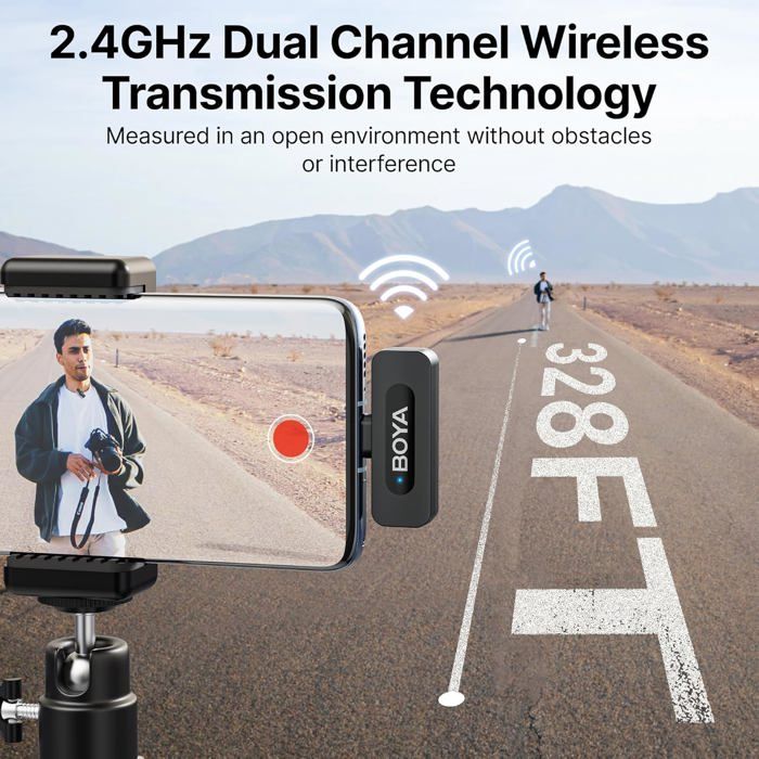 BY-V10 Microphone sans Fil pour iPhone 15/16, Android, Mini Micro, 48 ...