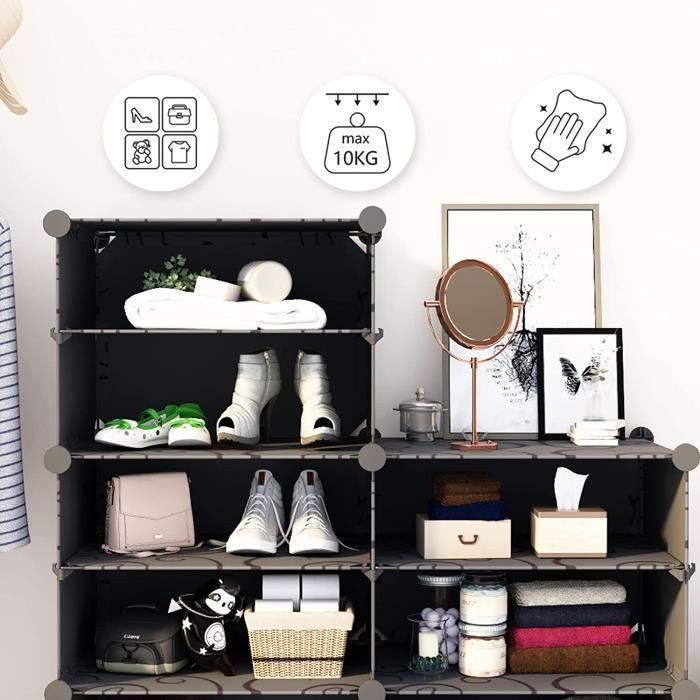 Meuble Chaussure 7 Niveaux Avec Porte - Armoire Rangement Chaussures Noir 44x32x65 Cm
