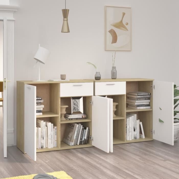 BMP - Luxueux BUFFET Salon - BAHUT - Armoire de rangement Blanc et ...