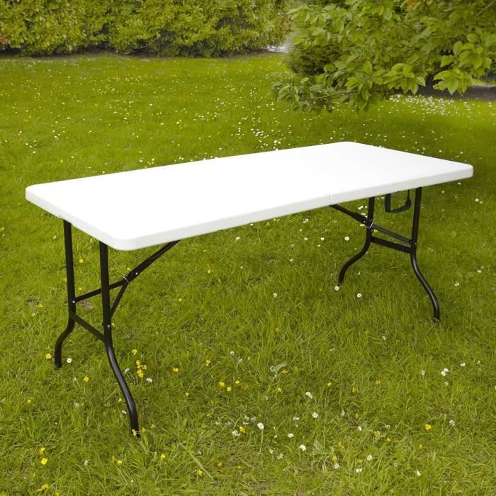 Table pliante réception 180cm - MOB EVENT PRO - Lot de 5 - 8 places - Blanc  et noir - Cdiscount Jardin