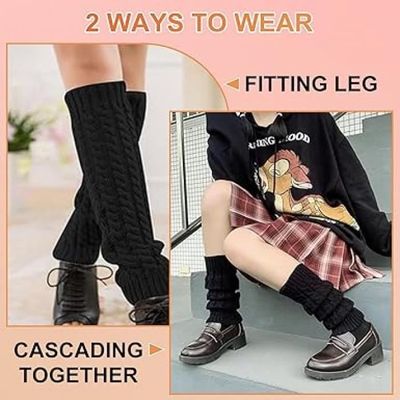 2 Paires Jambières Tricotées Pour Femmes - Guêtres Hiver 50 Cm, Coton Doux, Pour Danse, Sport, Décontracté