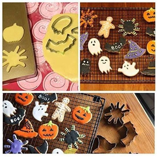 Lot De 6 Emporte-pièces Halloween - Formes Chauve-souris, Citrouille, Fantôme - En Acier Inoxydable, Lavables Au Lave-vaisselle - 7