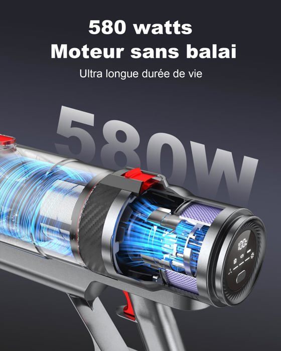 Aspirateur Balai Sans Fil 25Kpa, 45 Minutes D'Autonomie, 2 Batterie Aspirateur Balai Sans Fil 25Kpa, 45 Minutes D'Autonomie, 2 Batterie