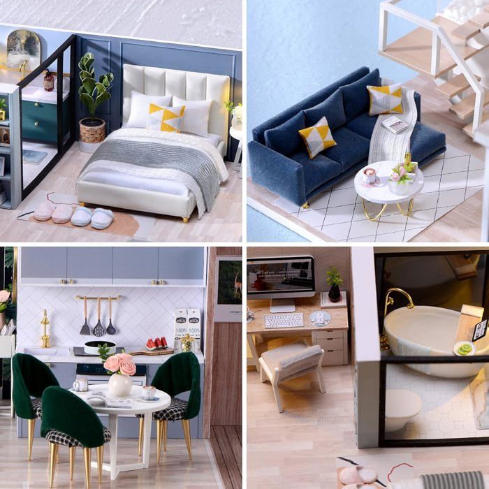 Maison Miniature Cuteefun DIY en Bois avec Meubles et Musique - Kit de Bricolage
