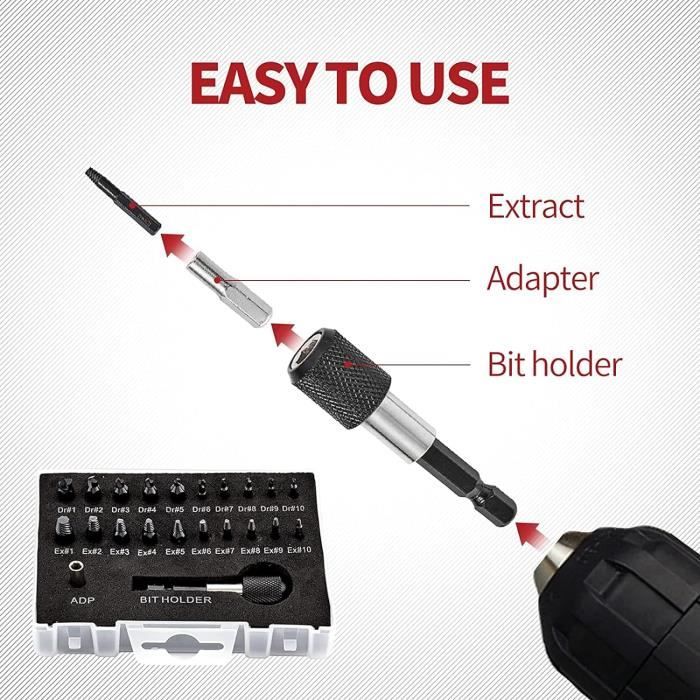 Kit Extracteur De Vis 10 Pièces En Acier Allié ADVT - Pour Vis Endommagées
