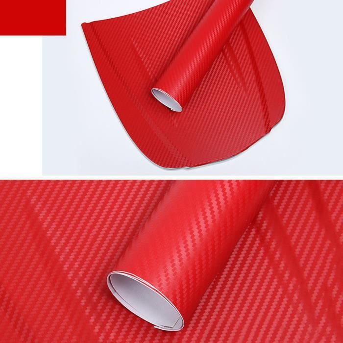  ZYNQACC Rouleau de ruban adhésif en vinyle 3D en fibre de  carbone pour voitures et motos, bricolage, décoration artisanale, couleur  rouge, 127 x 30 cm (rouge) (noir)