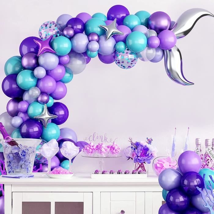 Arche Ballon Sirene Anniversaire, Decoration Anniversaire Sirene, 105  Pièces Bleu Violet Ballons En Feuille De Queue De Sirèn[N5477] - Cdiscount  Maison
