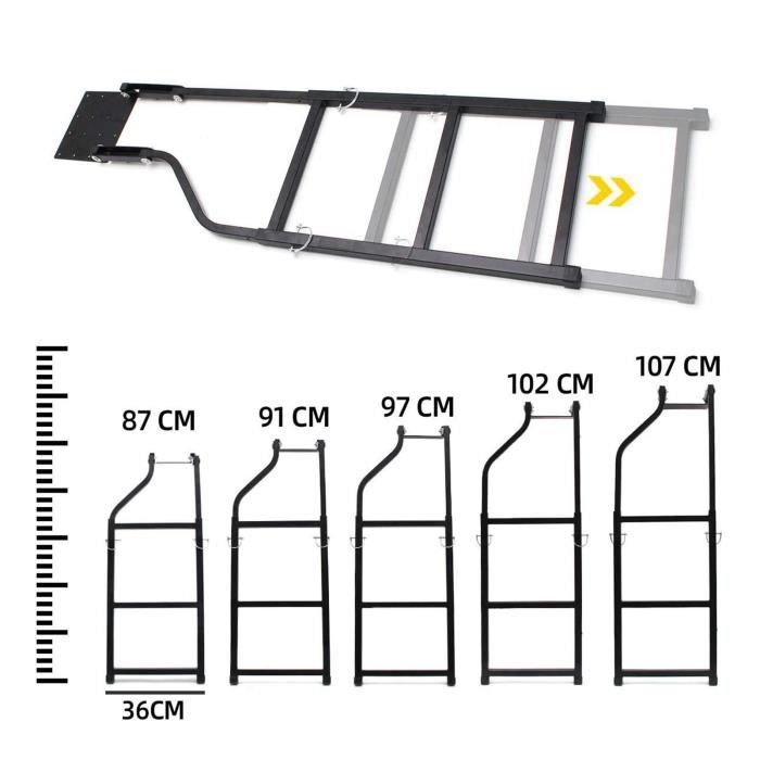 TINMAGI Échelle De Hayon En Acier Inoxydable Pour Camionnette - Pliable Et Réglable