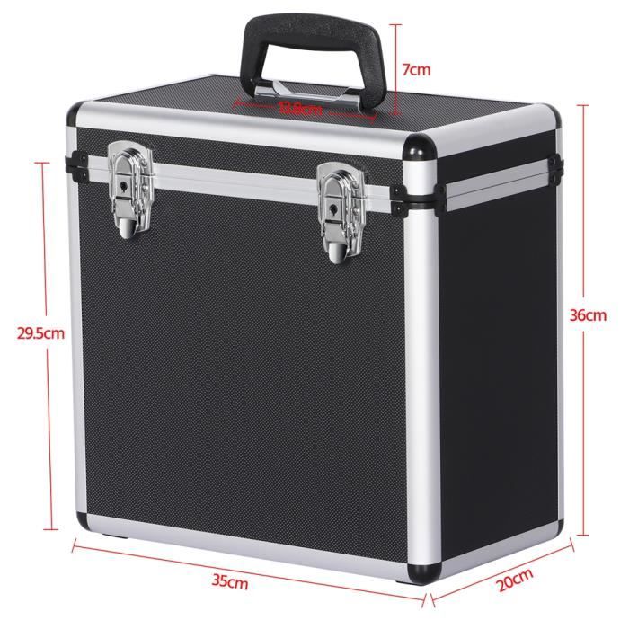 Mallette Rangement Vinyles Pour 12 Albums - Étanche à La Poussière, Poignées, Transportable, Matériau 420D + TPU
