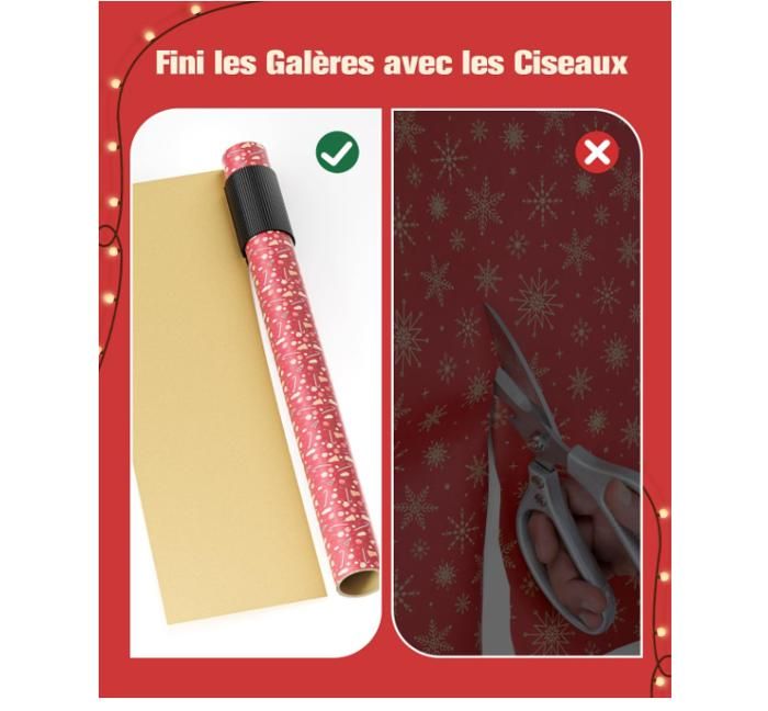 Coupe-papier Cadeau Avec Lame Rétractable - 2 Lames De Rechange, 2 Rubans, Coupe Nette Et Sûre
