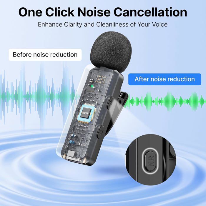 BY-V10 Microphone sans Fil pour iPhone 15/16, Android, Mini Micro, 48 ...