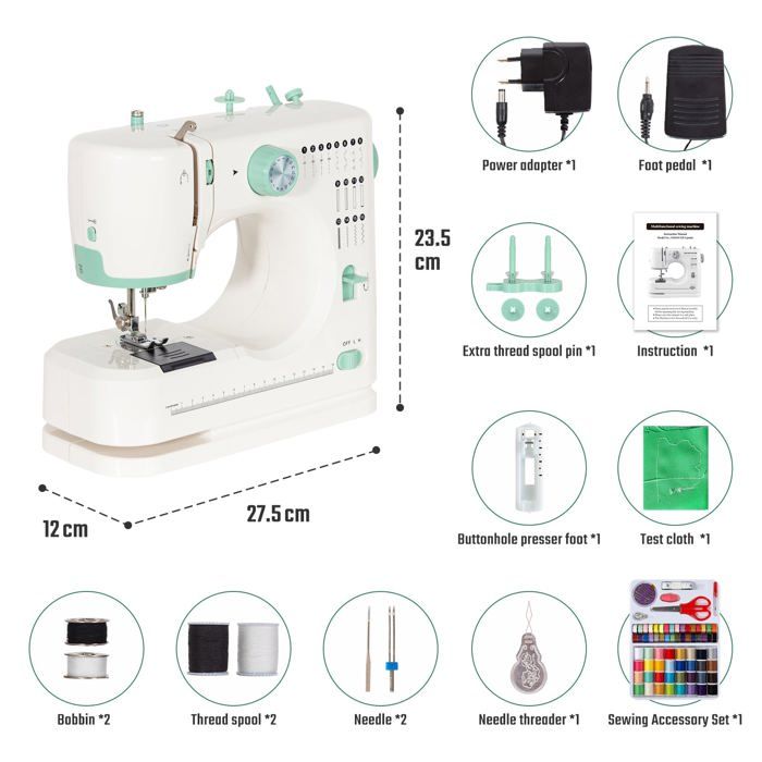Candeon Machine à Coue, 12 Motifs De Points Double Ligne