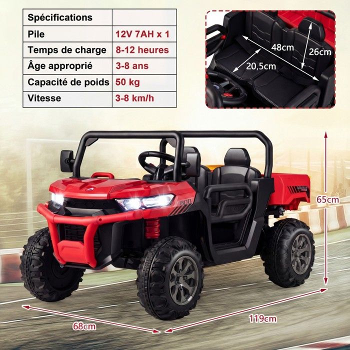 Tracteur électrique 12V Enfant – Télécommande 2,4G – 3-8 Ans – Pelle Chargeuse LED Et Musique – Jusqu'à 30 Kg