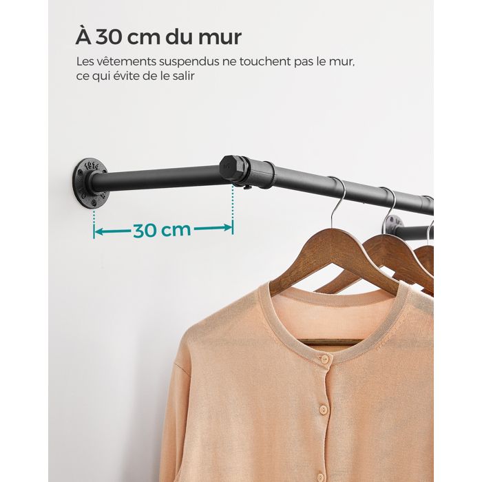 Lot De 2 Tringles à Vêtements Murales Dorées - Longueur 92 Cm, Acier Galvanisé - Style Industriel 2025 - Pour Boutique, Vestiaire, Décoration