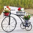 UNHO Étagère à Fleurs Fer Forgé Porte Plantes 79.5 x 52 x 23.5cm Escalier Fleurs en Forme de Vélo pour Orchidées Violon Jardin-0