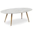 Table basse ovale MENZZO Romy Effet Marbre - Blanc - Ovale - Métal - 120 cm x 65 cm x 42 cm-0