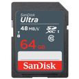 Carte mémoire flash - SANDISK - Ultra 64GB SDXC UHS-I - Classe 10 - Vitesse de lecture jusqu'à 48 Mo/s-0