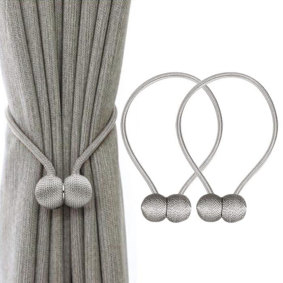 embrasses a rideaux embrasse rideau aimantee tressage magnetiques rideaux boucle gris cdiscount maison
