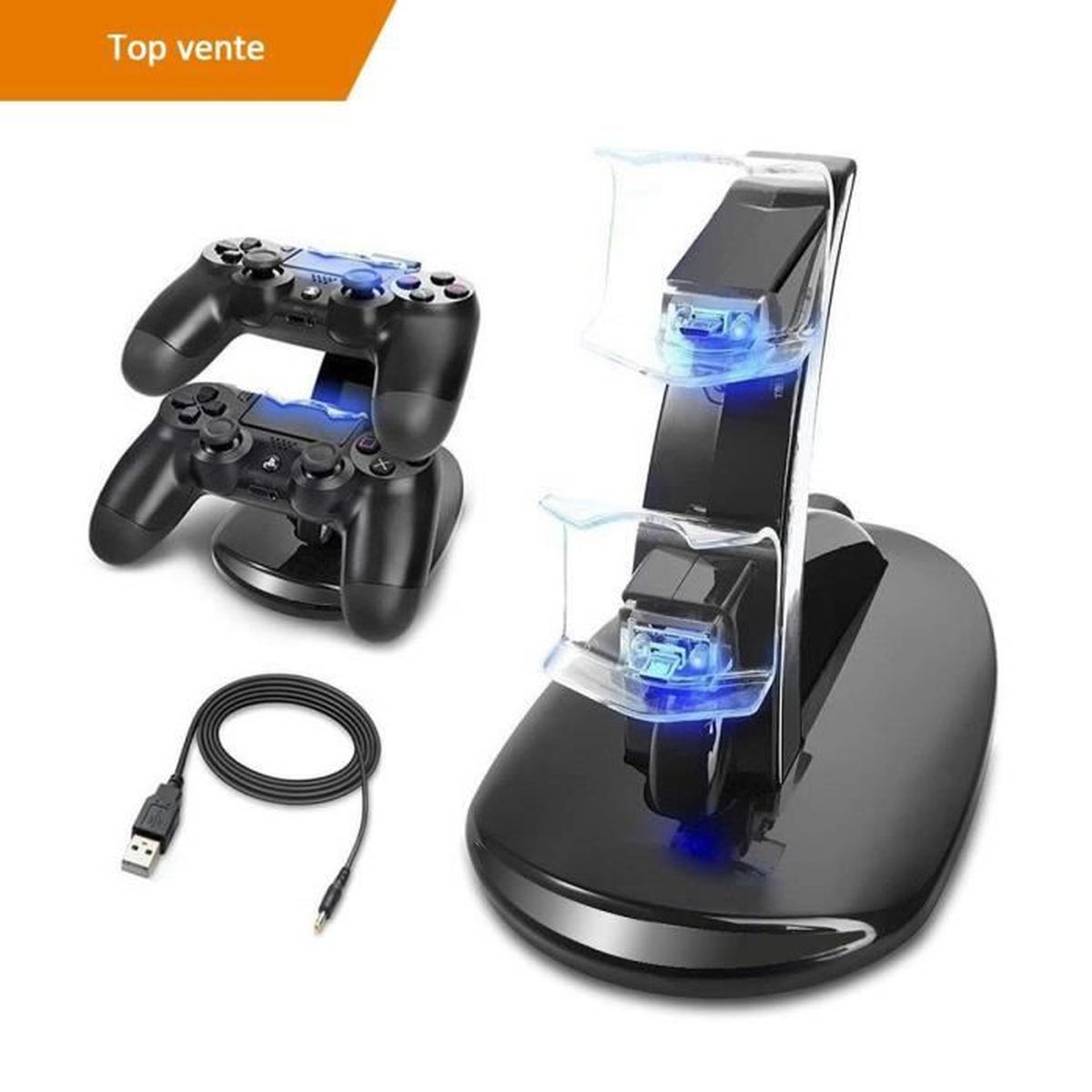 SOONHUA Chargeur de Contr/ôleur PS4 Station de Charge LED Double Chargeur USB pour Contr/ôleur Sony PS4 Playstation4