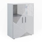 Meuble salle de bain Irma, 60x81cm, Blanc brillant avec inserts, Blanc, Vicco