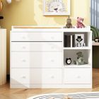 FUFU&GAGA Meuble à Langer pour bébé,Table à langer,Commode,Compartiments ouverts,5 tiroirs et étagères,Chambre,Blanche,120x50x91.5cm