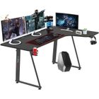 Dripex Bureau Gaming Bureau D'ordinateur en Forme de L,Bureau gamer avec Panier à Boissons et Crochet pour Casque,160 x 100 x 75 cm