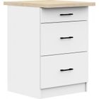 Meuble de cuisine bas moderne - HUCOCO - ASTRA - 3 tiroirs - Blanc 60x82x46