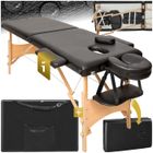 Table de massage - TECTAKE - Table de soin FREDDI 2 zones pliante et réglable en hauteur 210 x 95 x 62 - 84 cm - Noir