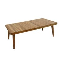Table basse de jardin - Teck naturel - Design classique - Plateau opaque - Pieds polis