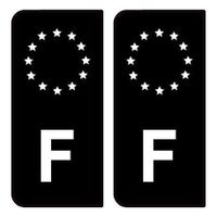 F Europe noir - etoile blanche autocollant plaque sticker auto - Angles : arrondis