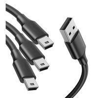Lot 3 Câbles Vidéo - Magnet - 1M, USB Classic A vers Mini B - Pour Manette Console (PS3), GPS, Caméra, Disque Dur GoPro 4