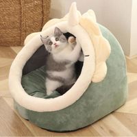 Coussin chaud pour animaux de compagnie de lit de maison de chat doux confortable Vert xj0428tgs0ccv