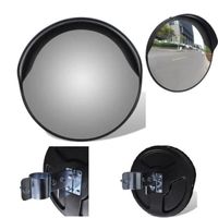 Lucky-kelinthroom® Panneaux de signalisation routière Miroir de trafic convexe d'extérieur Plastique PC Noir 30 cm