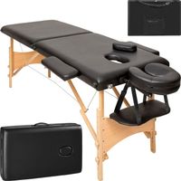 TECTAKE Table de massage Portable Pliante 2 zones FREDDI Pliable et réglable en hauteur 210 x 95 x 62 - 84 cm - Noir