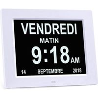 ZF32347-SENXINGYAN 8" LCD Horloge Numérique Calendrier avec Date, Horloge Calendrier avec Date, Jour et Heure | Horloge Alzheimer