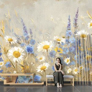 Papier Peint Mural 3D Marguerites – Modèle H59, Illustration De Fleurs, Coco 2024, Pour N'importe Quelle Pièce