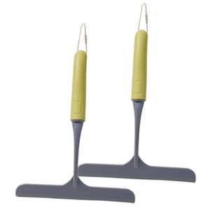Lot de 2 Raclettes Douche Mini Raclette Silicone pour Vitre de Salle de Bain Raclette Vitre en Matériau PP avec 2 Crochets Gris - Au quotidien